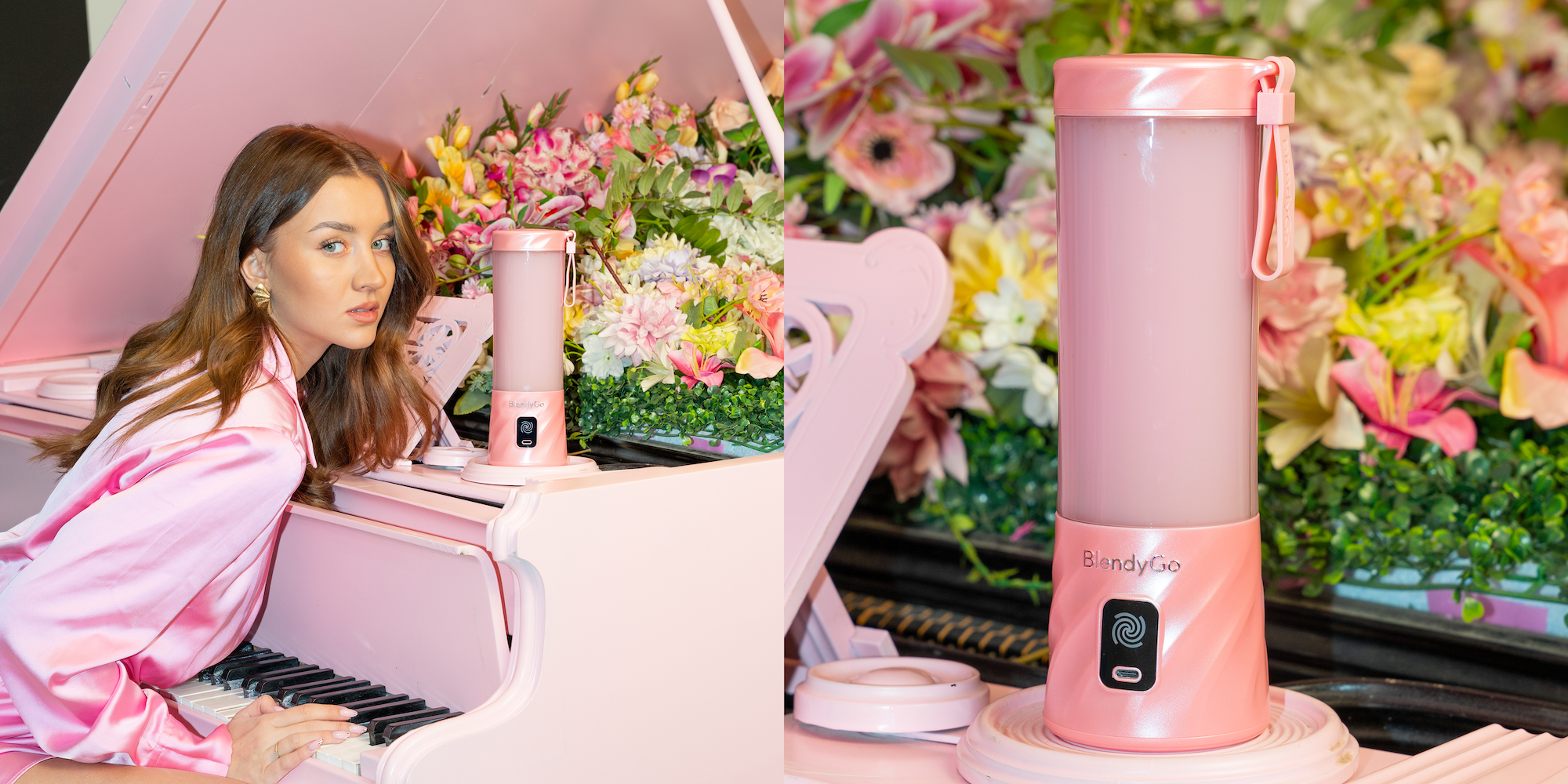 Dziewczyna z blenderem BlendyGo na plaży